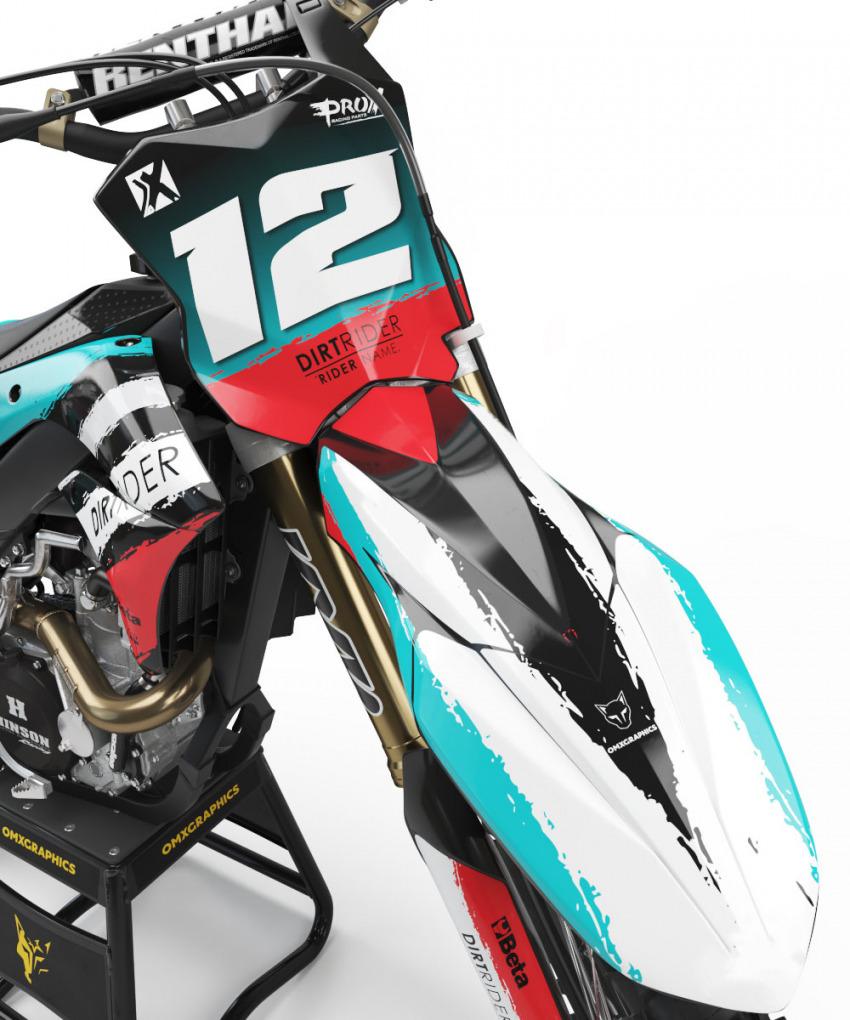 Kawasaki Motocross Graphics Kit Mx Torn Dark Teal Front
