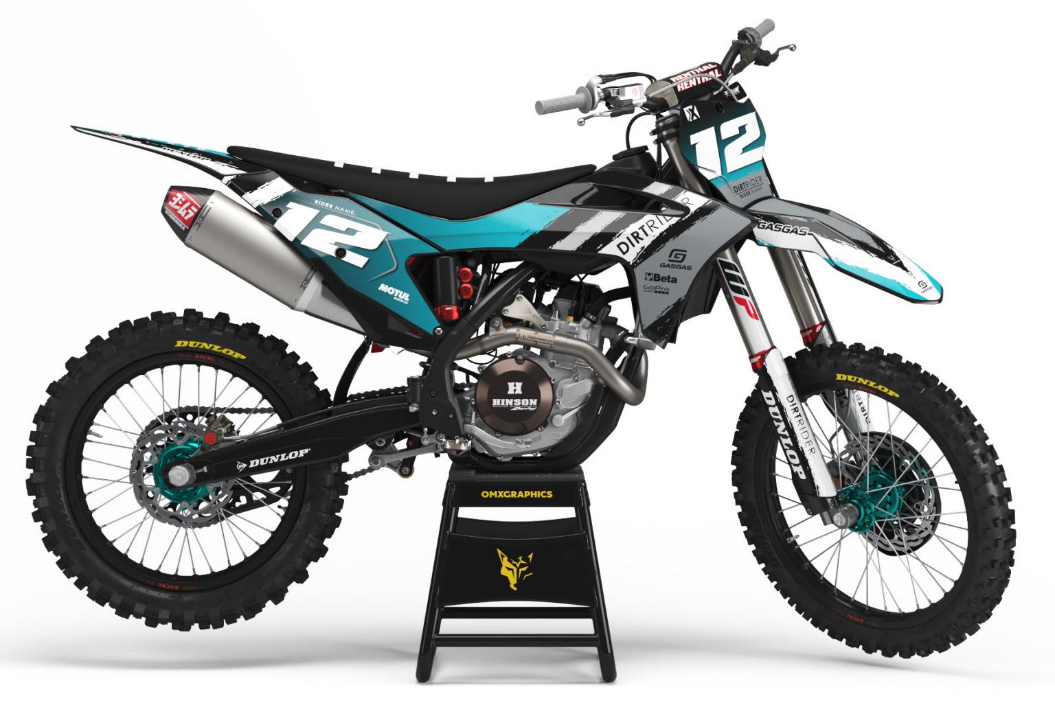 GasGas Graphics Kit 'TORN' Teal / Grey 21 MIL Thick Graphics