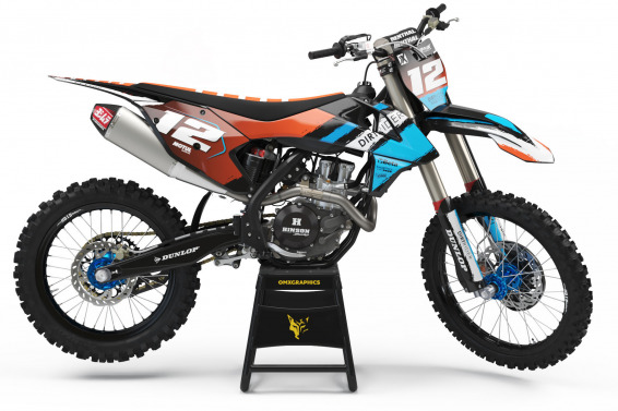 Teal and Orange Custom Graphics for KTM