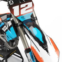 Teal and Orange Custom Graphics for KTM - Front