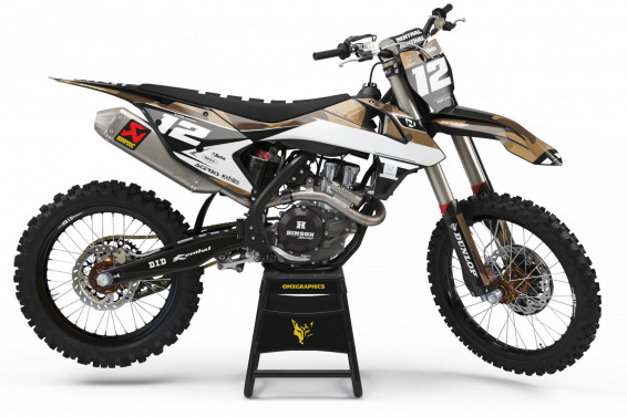 KTM Dirt bike with Sand colored camo graphics