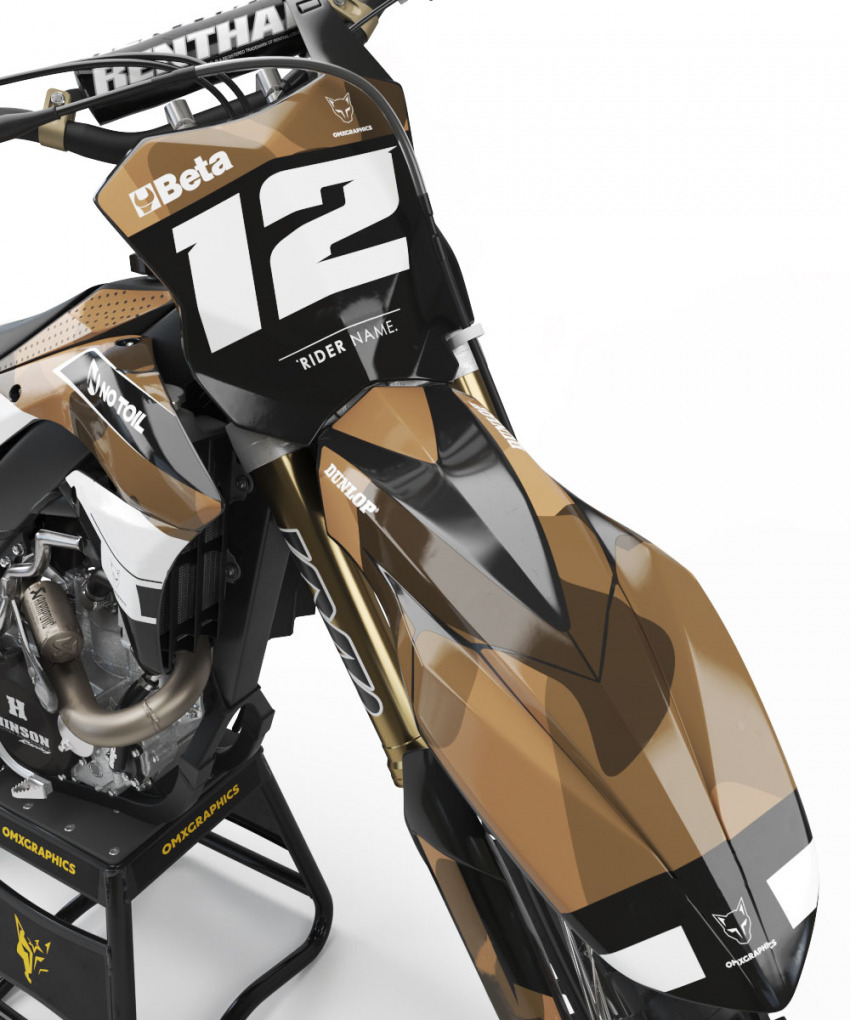 Kawasaki Motocross Graphics Kit Shades Sand Front
