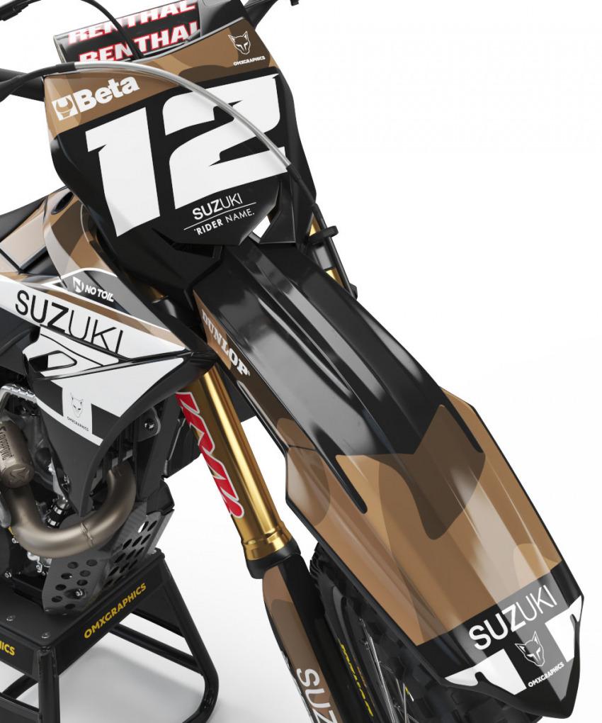 Suzuki Motocross Graphics Kit Shades Sand Front