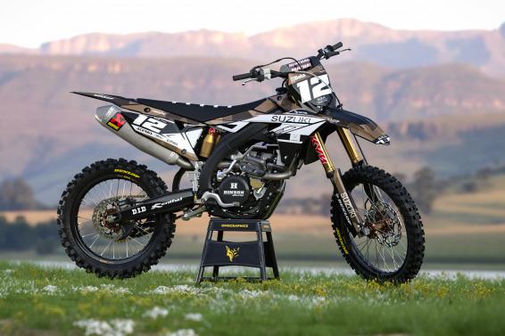 Suzuki Motocross Graphics Kit Shades Sand Promo