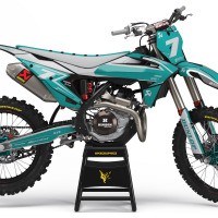Top-notch Graphics Kit For GasGas MC 250F 'THUNDER' Teal / Grey