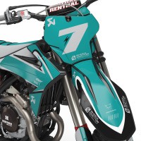 Top-notch Graphics Kit For GasGas MC 250F 'THUNDER' Teal / Grey Front