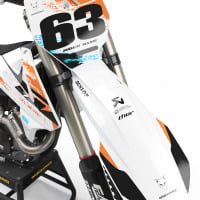 White Black and Teal Custom Dirt Bike Graphics Kit For KTM - Hangout - Front