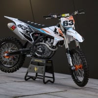 White Black and Teal Custom Dirt Bike Graphics Kit For KTM - Hangout - Promo