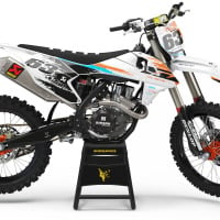 White Black and Teal Custom Dirt Bike Graphics Kit For KTM - Hangout