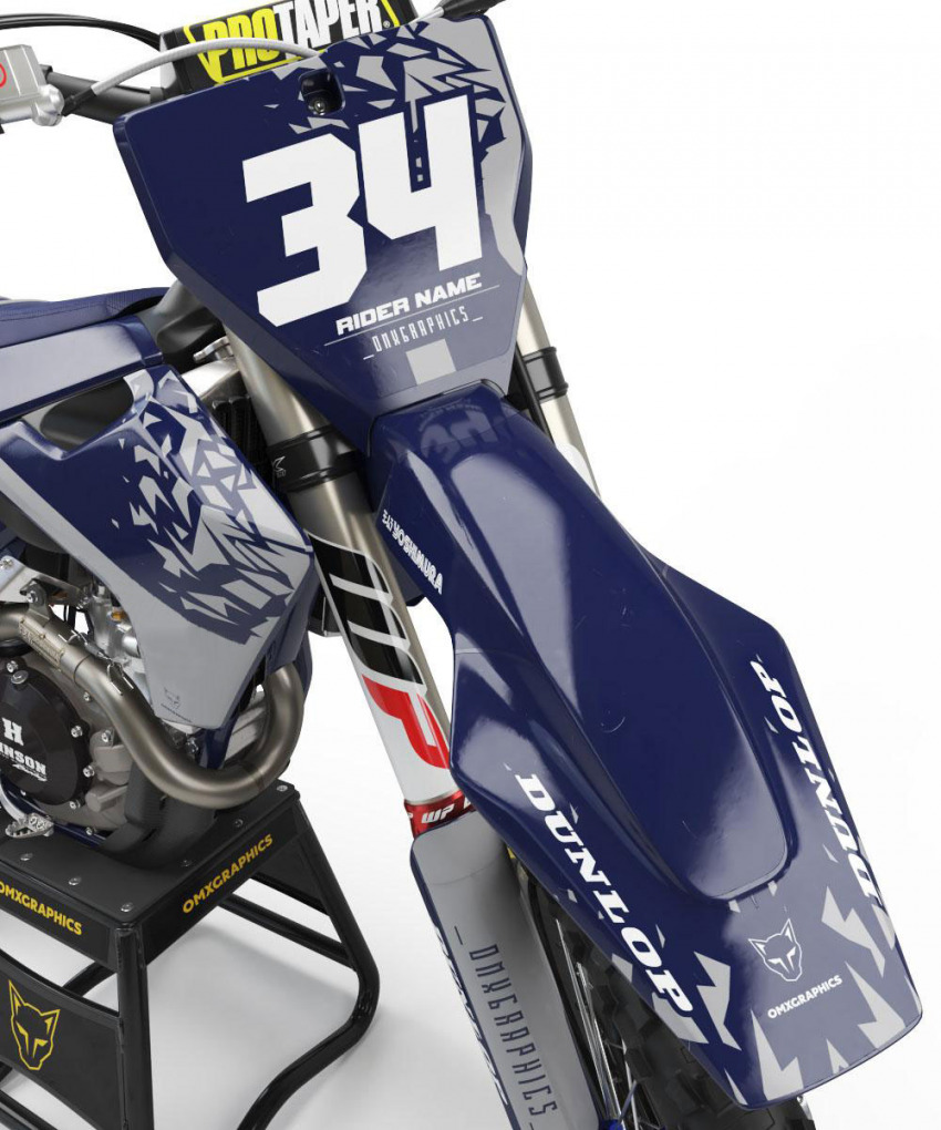 Husqvarna Mx Graphics Kit Smash Blue Grey Front