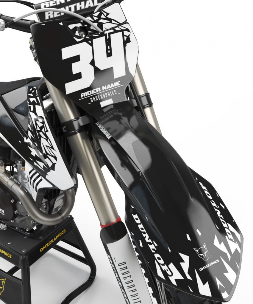 KTM Mx Graphics Kit Smash Black and White Front