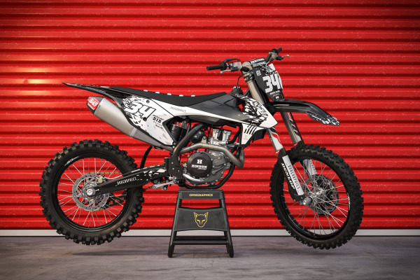KTM Mx Graphics Kit Smash Black and White Promo