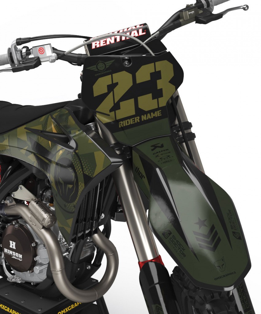 GasGas Dirt Bike Graphics Kit Army Camo Front