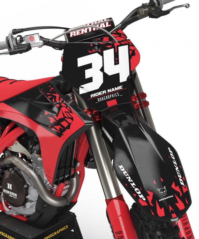 Top Quality Graphics Kit For GasGas MC250 F 'SMASH' Black / Red Front