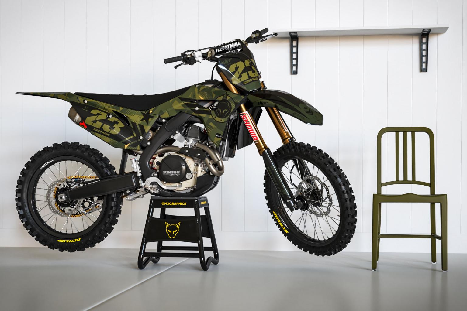 Honda Motocross Graphics Kit Army Camo Omxgraphics