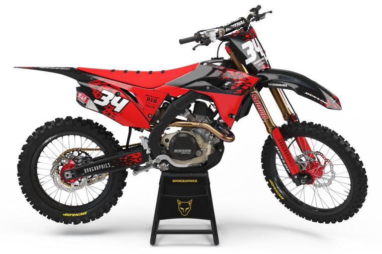 Honda Motocross Graphics Kit Smash Black And Red Omxgraphics