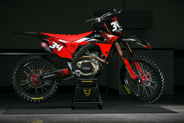 Honda Motocross Graphics Kit Smash Black Red Promo