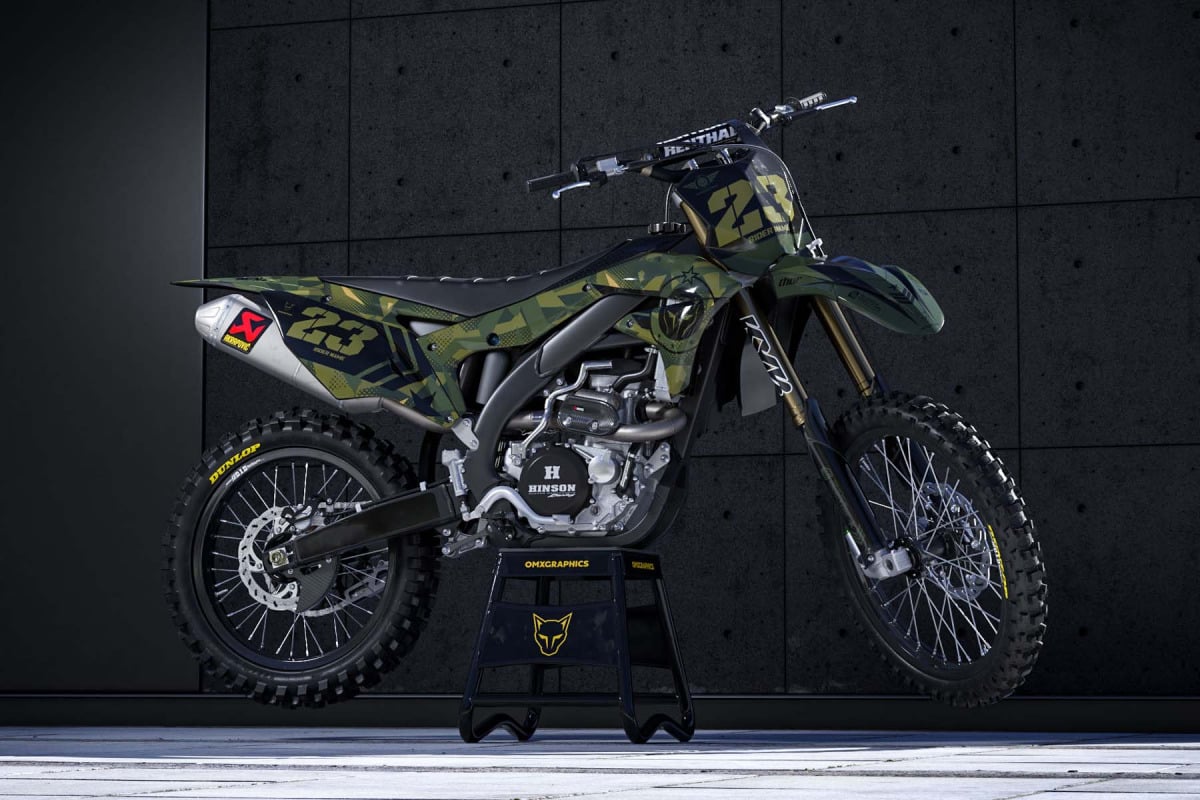 Kawasaki Motocross Graphics Kit ARMY Camo Promo