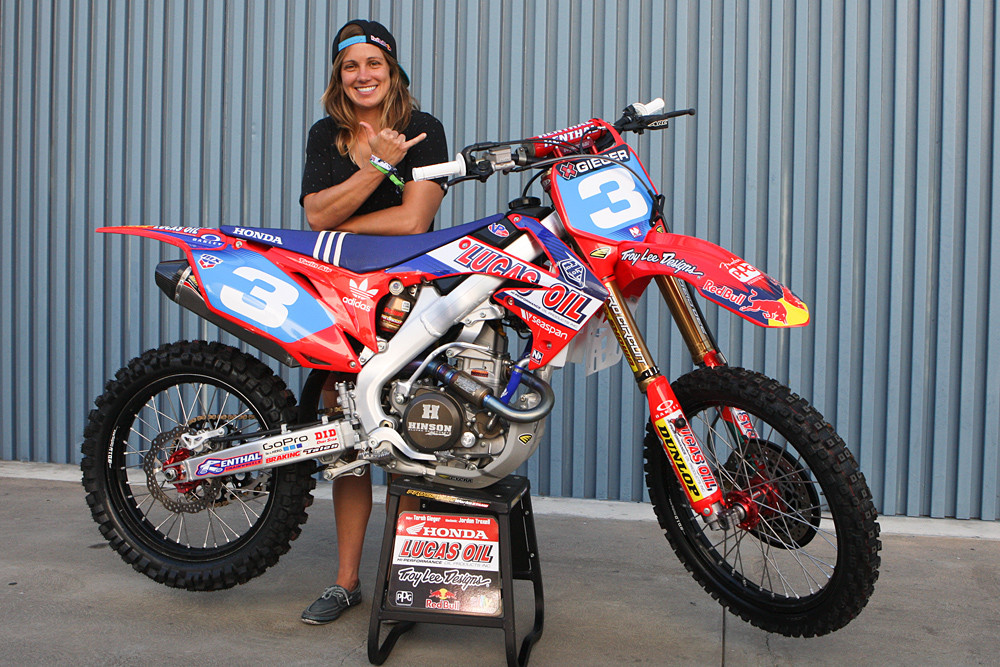 Tarah Gieger and her Troy Lee Designs Lucas Oil Honda.