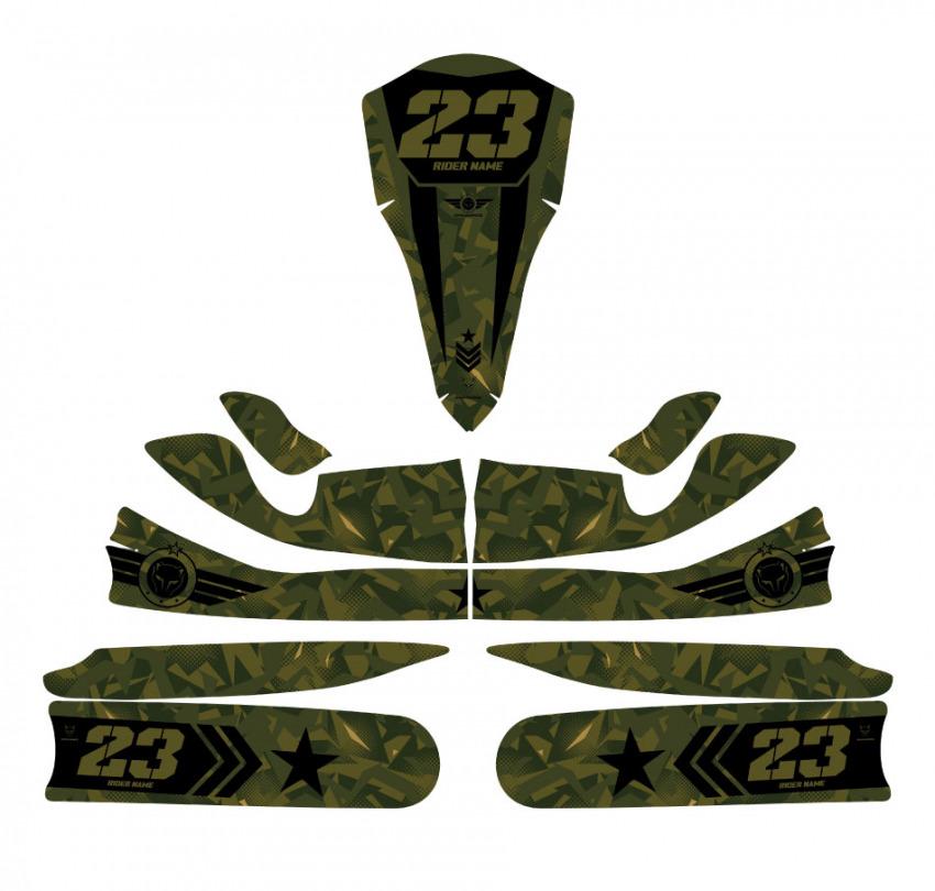Go Kart Graphics Kit Army Green Layout