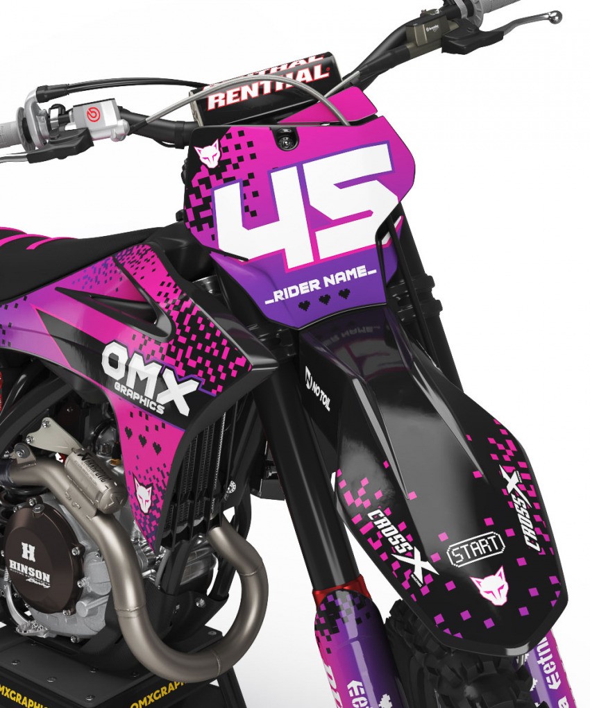 Superb Graphics Kit For GasGas MC 450 F 'Pixel' Pink Front