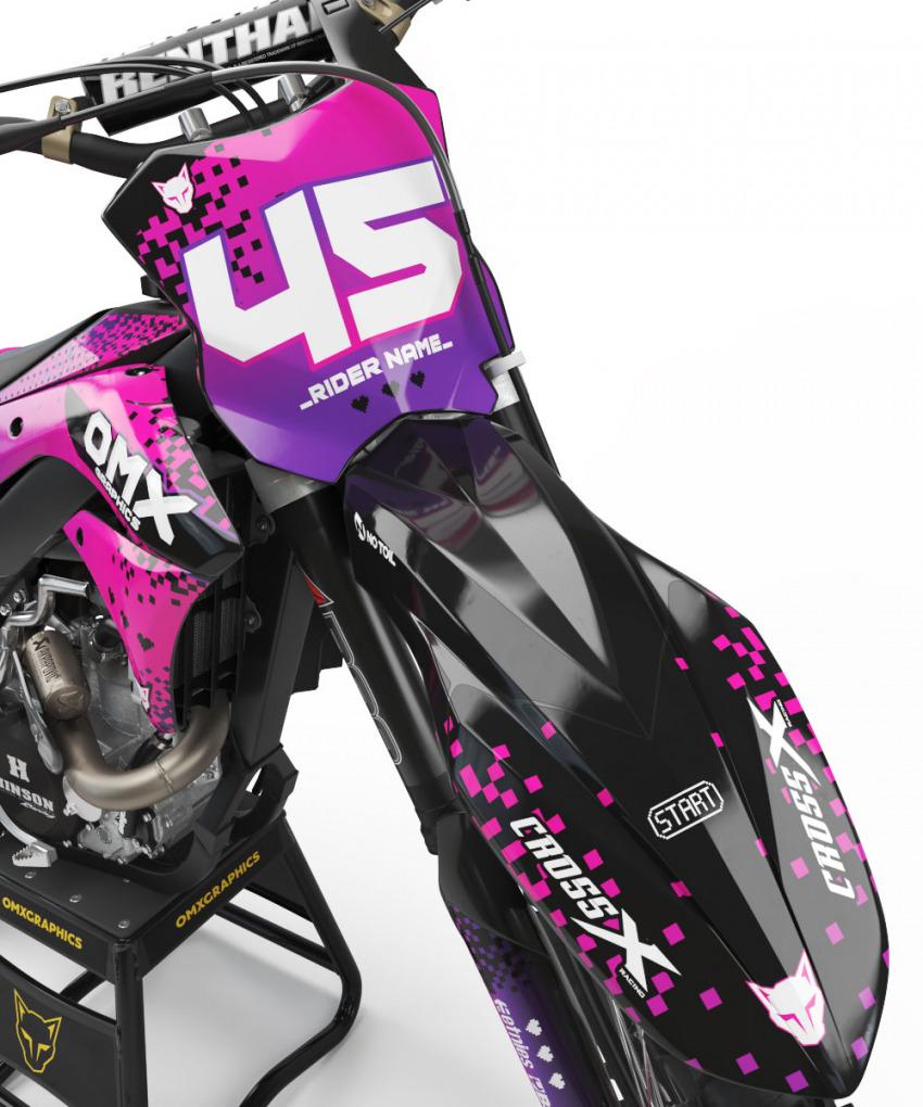 Mx Graphics For Kawasaki Pixel Pink Front