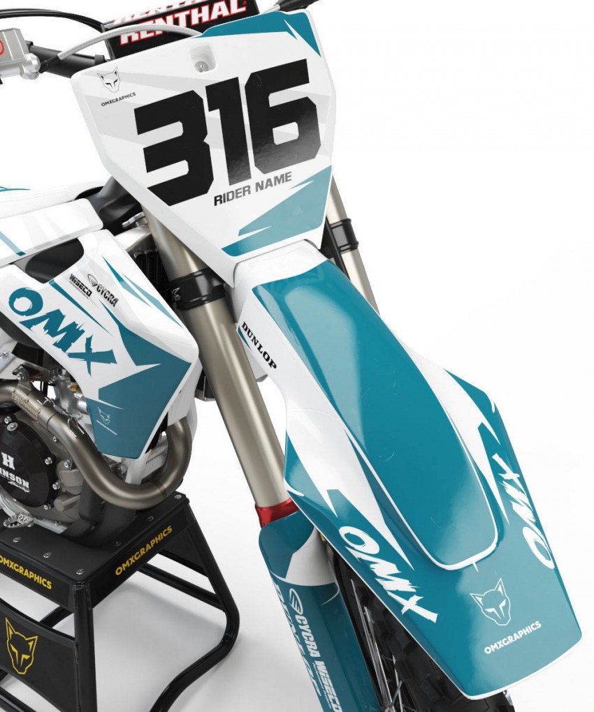 Mx Graphics For Husqvarna Creed Teal Front