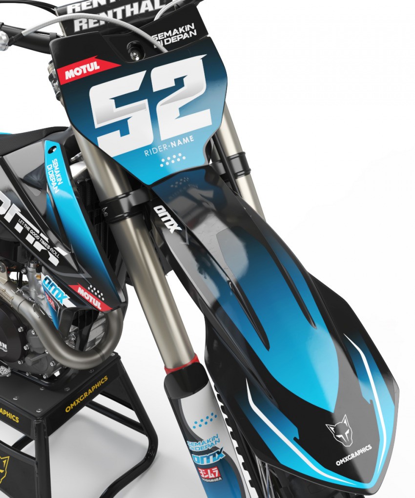 Mx Graphics For KTM Ominous Blue Front