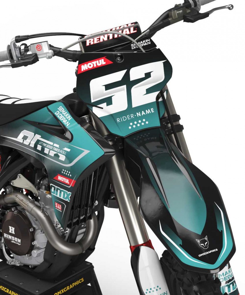 Graphics Kit For GasGas Ominous Teal Front
