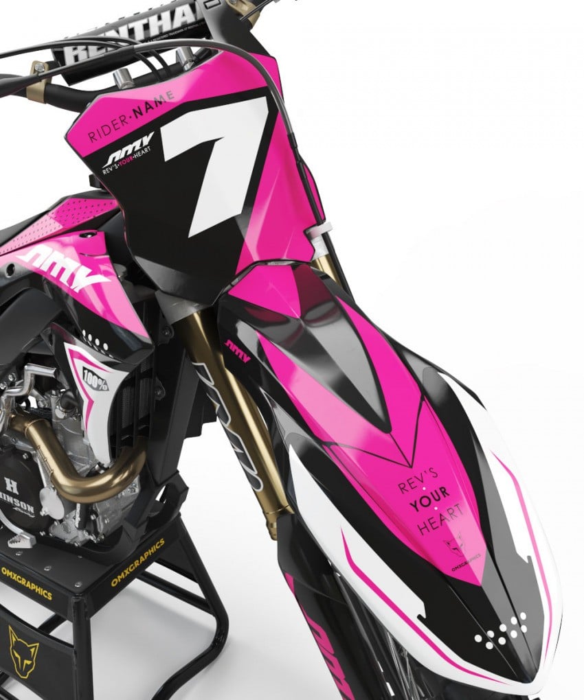 Mx Graphics Kit For Kawasaki Pink Front