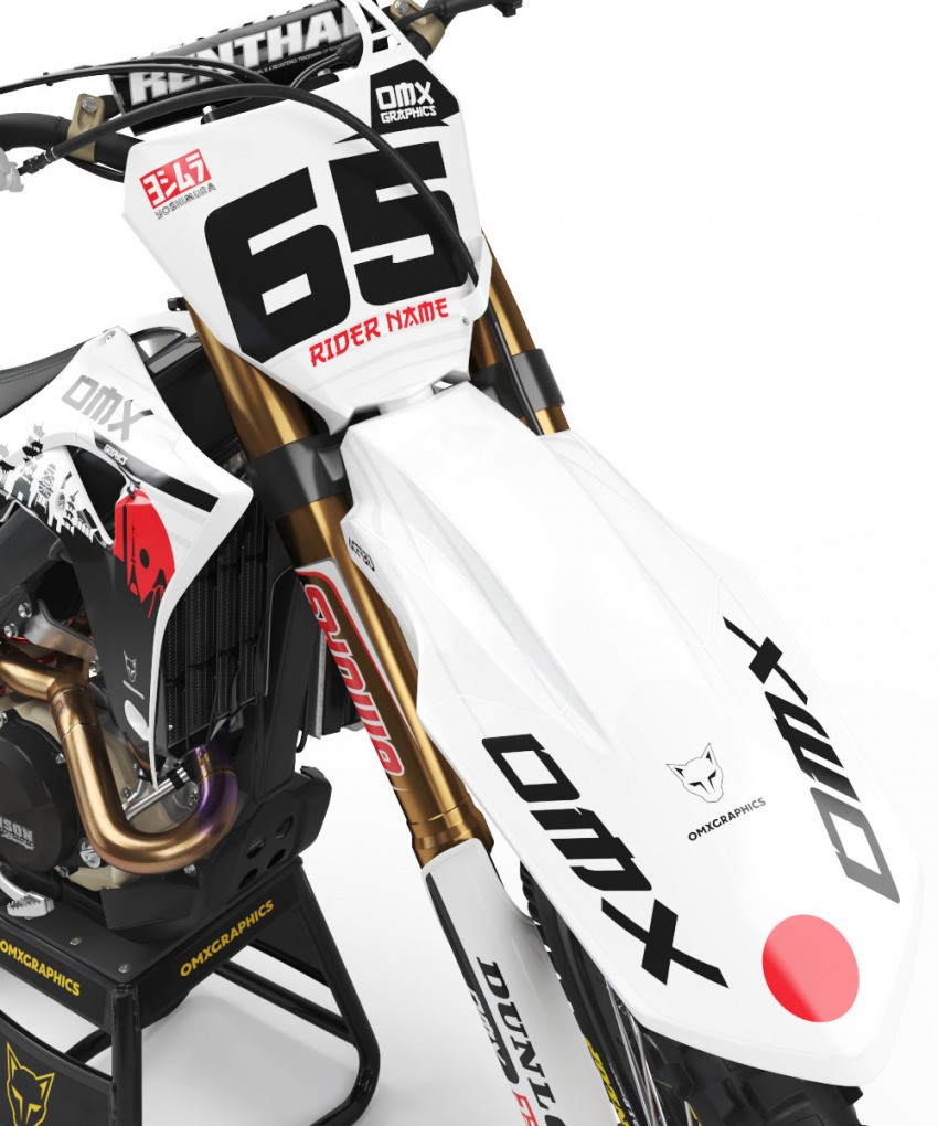 Motocross Graphics For Honda Japan White Front
