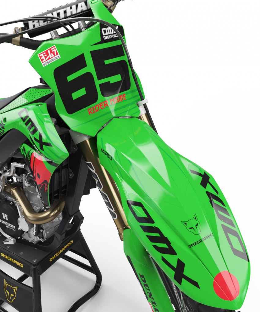 Motocross Graphics For Kawasaki Japan Green Front