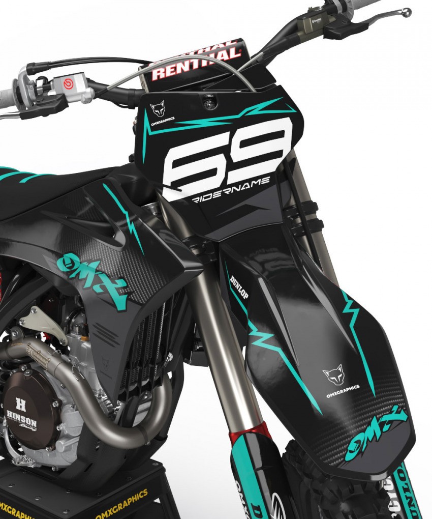 Mx Graphics For GasGas Carbon Teal Front