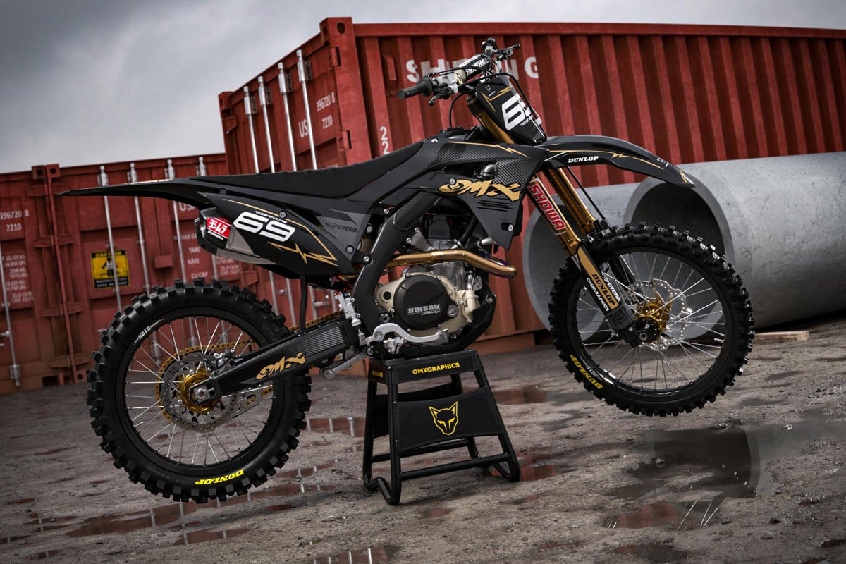 Black Sand Grey Dirt Bike Graphics Kit For Honda - Carbon - Promo