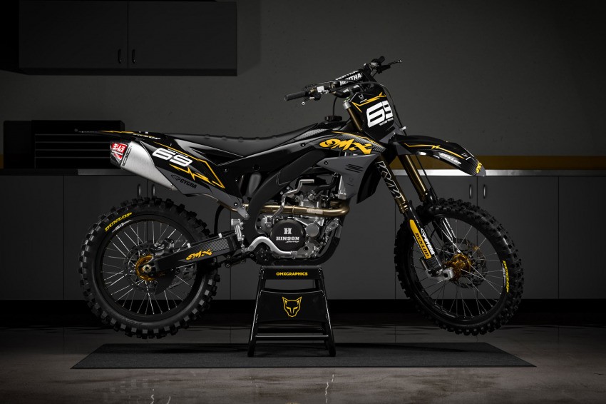 Motocross Graphics Kawasaki Carbon Yellow Promo