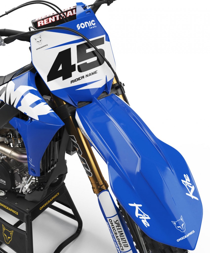 Yamaha Motocross Graphics Local Grey Blue Front