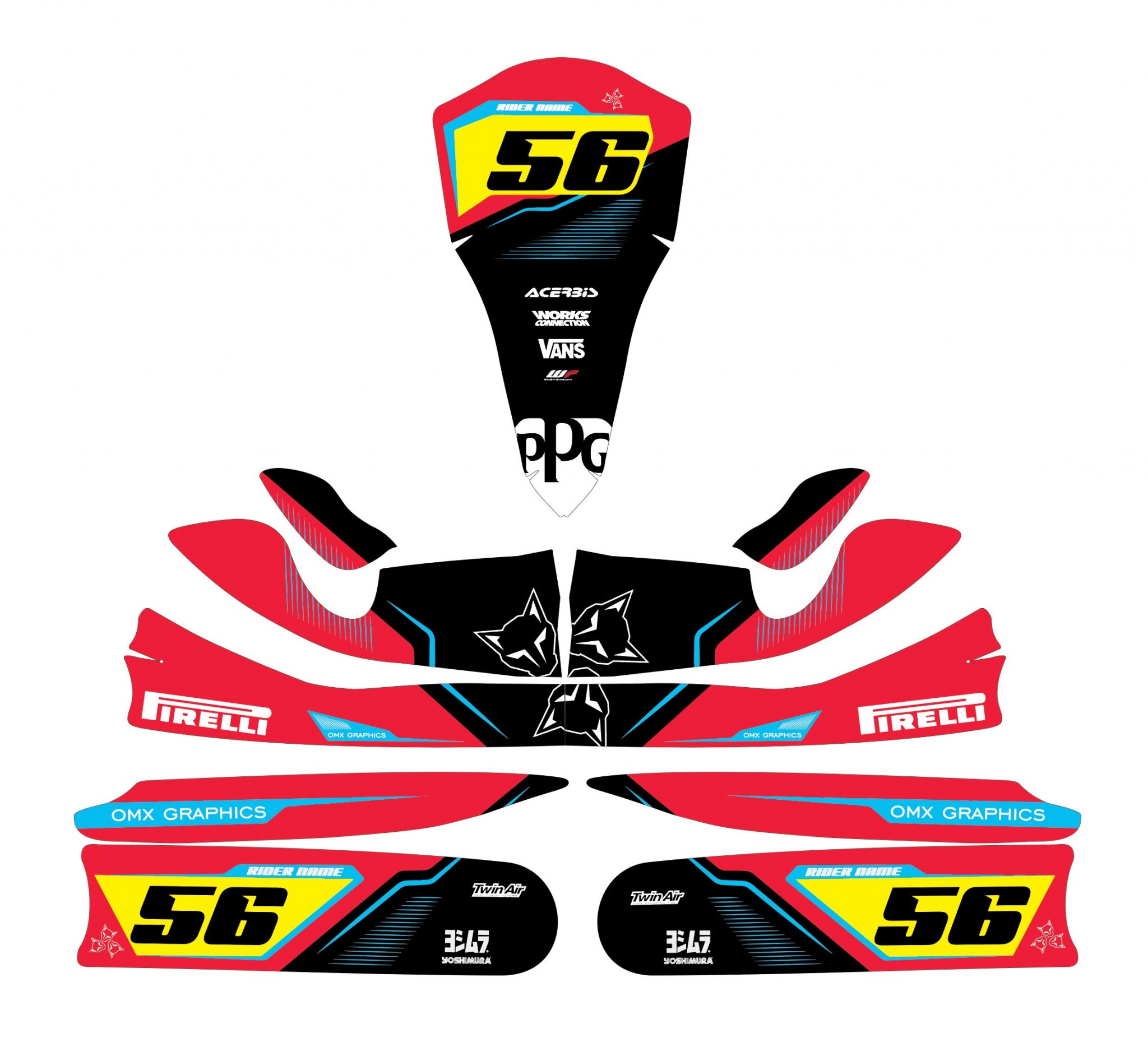 Go Kart Graphics Kit Sleek Red Omxgraphics