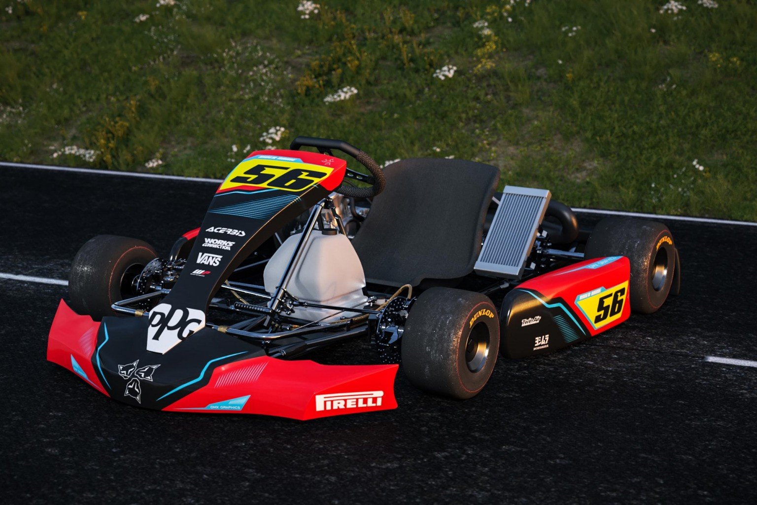 Go Kart Graphics Kit 'Sleek' Red OMXGraphics