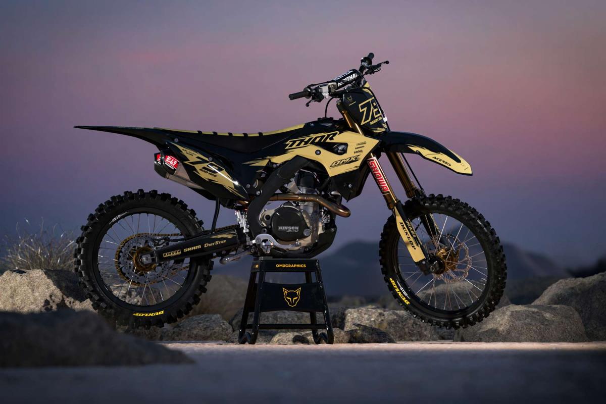 Sand and Black Dirt Bike Graphics Kit For Honda - Punch - Promo
