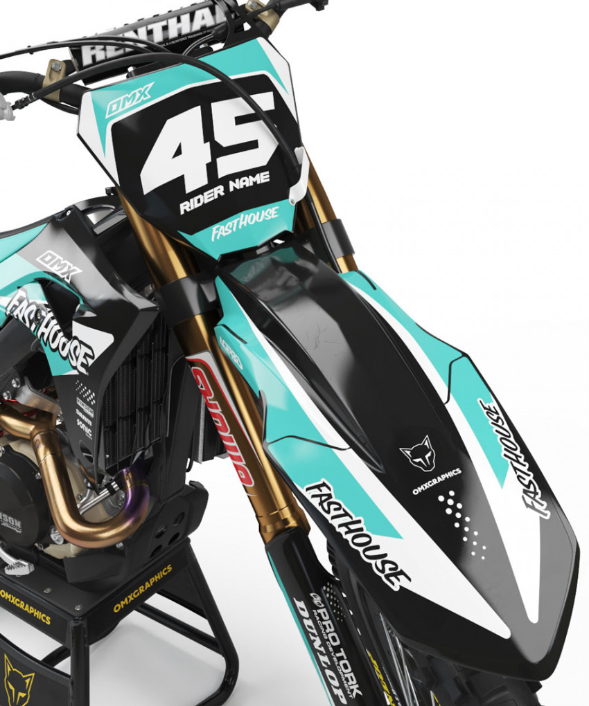 Motocross Graphics Kit Honda Stealth Teal Front