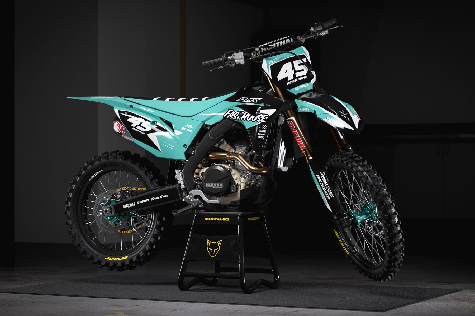 Motocross Graphics Kit Honda Stealth Teal Promo