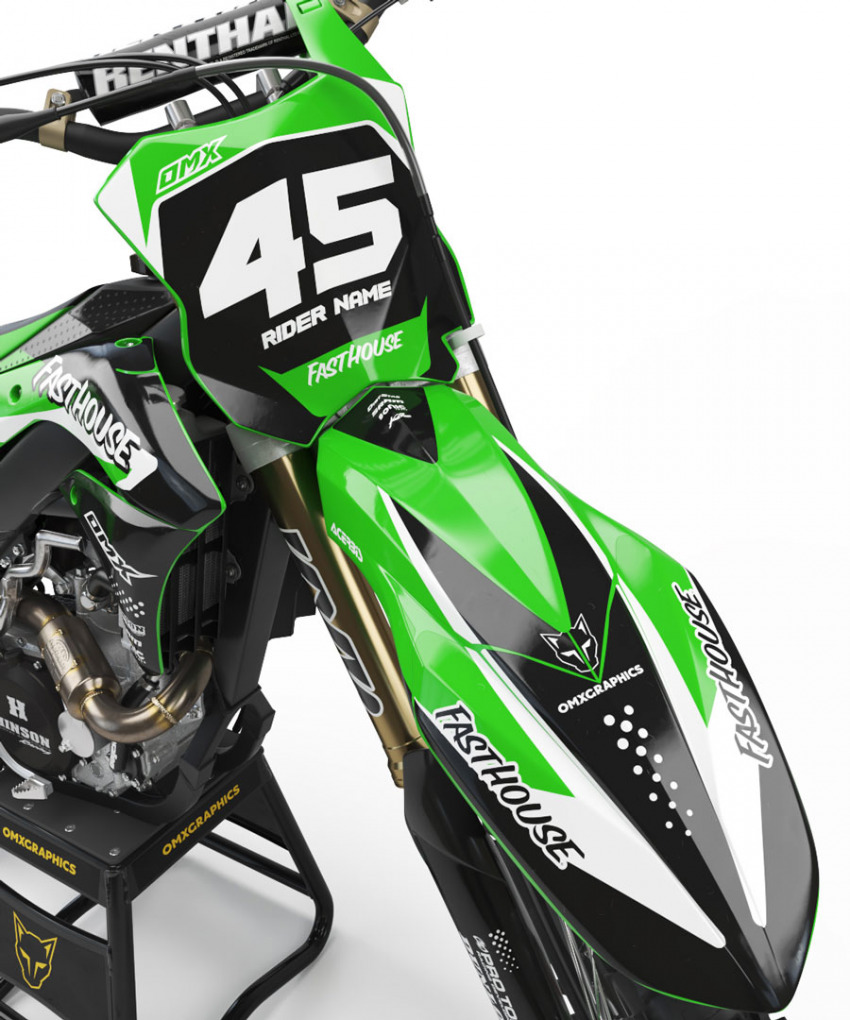 Motocross Graphics Kit Kawasaki Stealth Front
