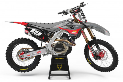 Grey and Red Dirt Bike Graphics Kit For Honda - Competition Grey