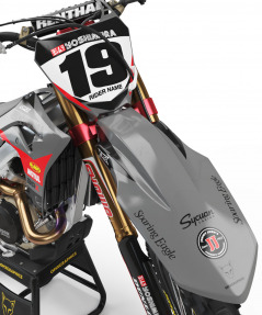 Grey and Red Dirt Bike Graphics Kit For Honda - Competition Grey - Front