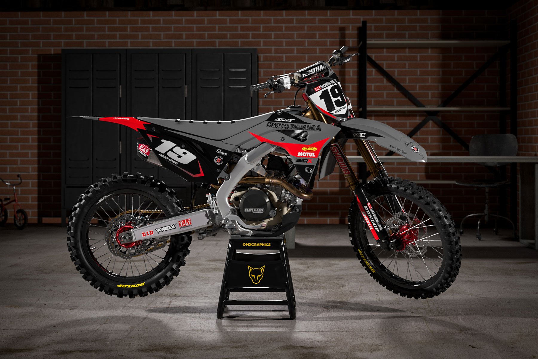 Motocross Graphics For Honda Competition Grey Promo