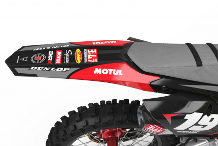 Grey and Red Dirt Bike Graphics Kit For Honda - Competition Grey - Back