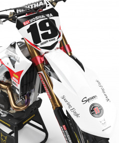 White and Red Dirt Bike Graphics Kit For Honda - Supercross White - Front