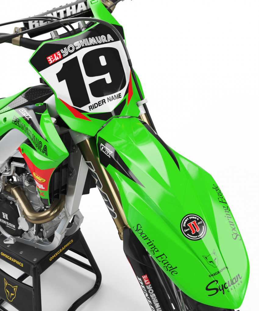 Motocross Graphics For Kawasaki Supercross Green Front