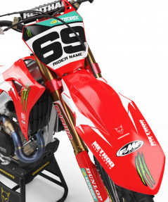 Red and White Dirt Bike Graphics Kit For Honda - MONSTER Red - Front