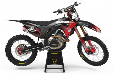 Red Grey and Black Dirt Bike Graphics Kit For Honda - Throttle